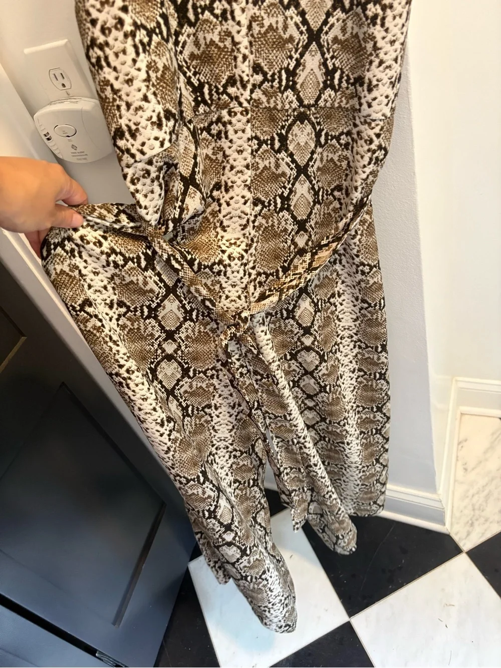 Banana Republic Beige and Black Snake-Print Sleeveless Jumpsuit